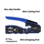 All in One Crimper Stripper Cutter RJ45 Single Port 8P8C Pass Through Crimping Tool - Image 5