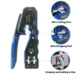 All in One Crimper Stripper Cutter RJ45 Single Port 8P8C Pass Through Crimping Tool - Image 6