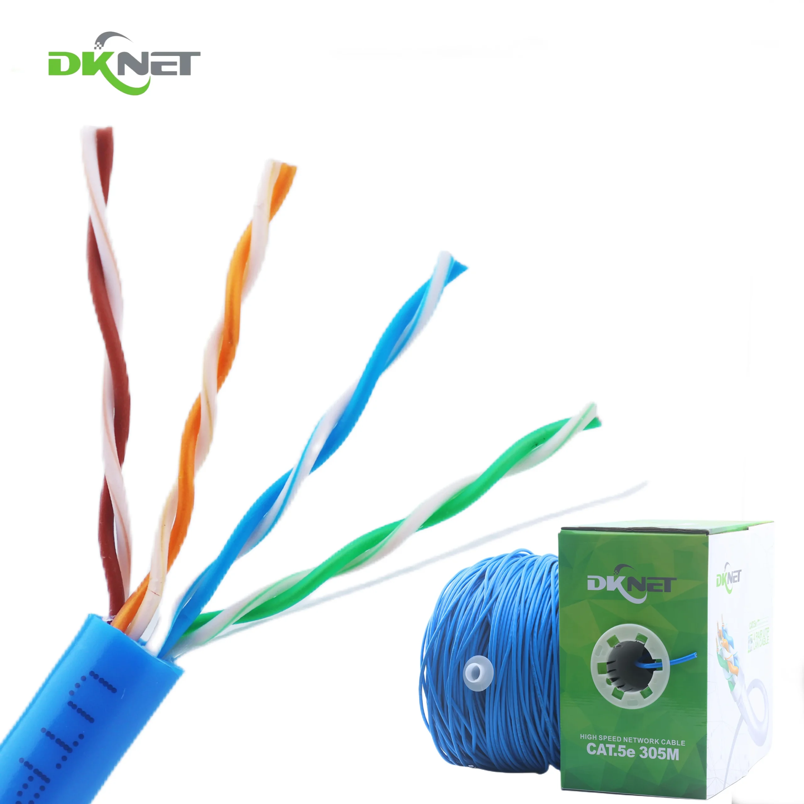 H37a4eaa10ab6479fb474b8ef592bf9b81.webp DKNET Dake Chinese Manufacturer 305m 1000ft Pull Out Box Cat5E Twisted Pair Wire CCA Communication Cables Cat5e UTP Indoor Cable - Image 1