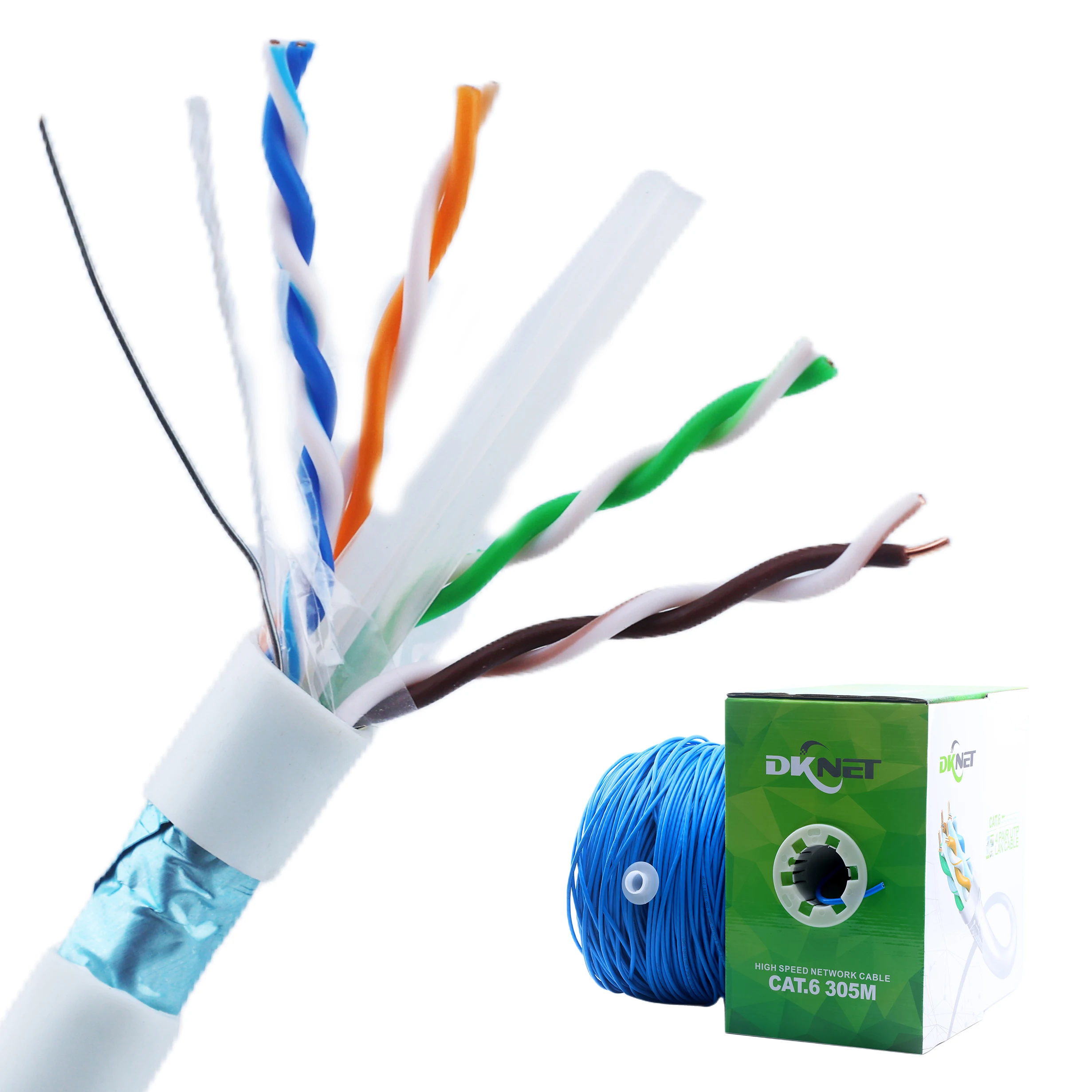 H552e206fd75a41bb9179db85a6e7b217x.webp DKNET Manufacturer's 1000ft UTP Cat6 Cat6E Indoor Ethernet LAN Network Cable 305m PVC Jacket with 23AWG Bare Copper Conductor - Image 1